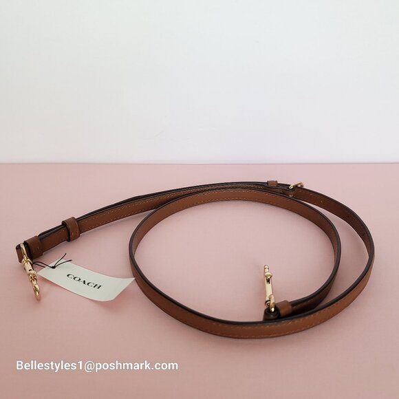 COACH Slim Strap in Refined Calf Leather with Dog-Leash Clip -Brown color⭐ - Picture 9 of 14